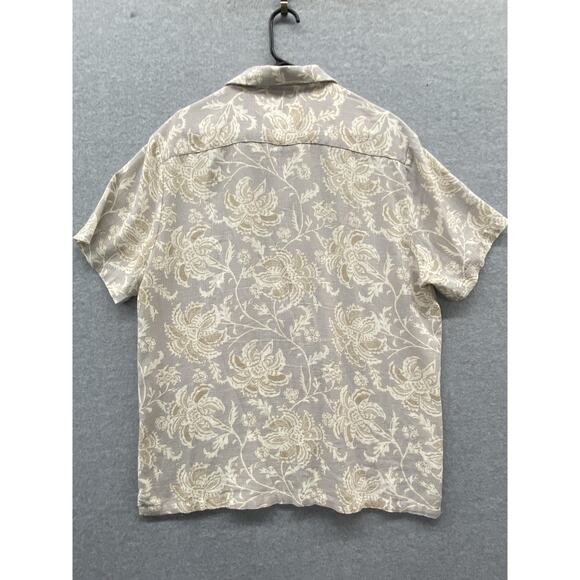 Porter & Ash Shirt Mens XL Beige White Linen Blend Floral Button Up Casual - Picture 4 of 4